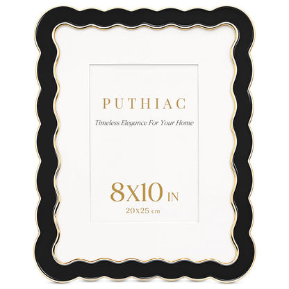 8x10 Scalloped Wavy Metal Picture Frame (Ink Matte Black / 8x10)