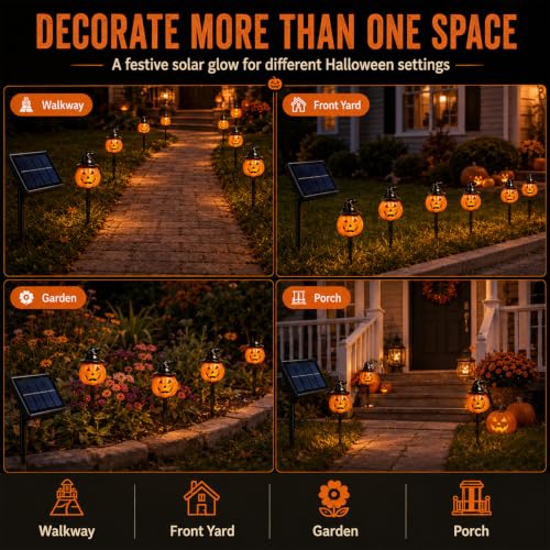 10 Pack Halloween Decorations Outdoor Pumpkin Moon Garden