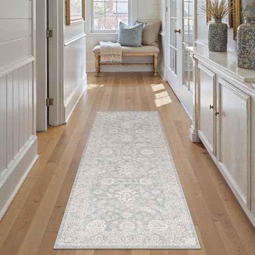 2x5 Blue Cream Neutral Runner Rug (Blue / 2' x 5' (Runner))