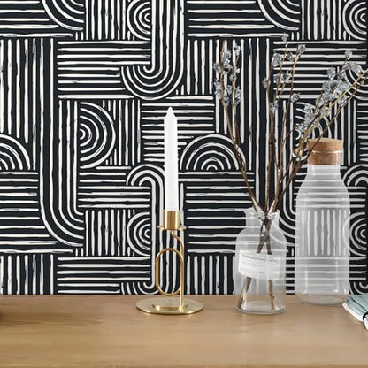 Geometric Peel and Stick Wallpaper Modern Mid Century Geometric Abstract Wall Paper