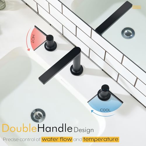 Bathroom Faucets for 3 Hole Vanity Sink (Matte Black / 1.2 GPM)