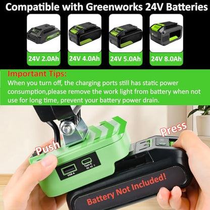 Cordless LED Work Light 48W 4200LM Flood Light with USB & Type