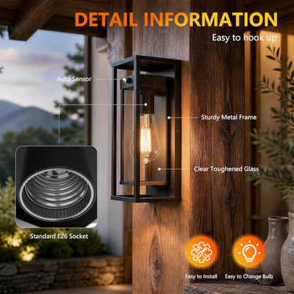 15 Inch Dawn to Dusk Sensor Outdoor Light Fixture Waterproof Porch Lights Outdoor Anti