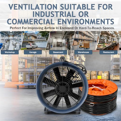 Portable Utility Blower Fan with Flexible Ducting
