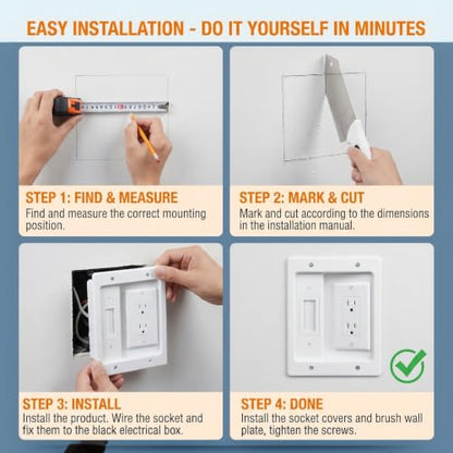in Wall Cable Management Kit with Recessed Outlet Box