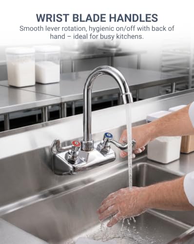 Commercial Sink Faucet Wall Mount 4" Center Hand Sink Faucet 3