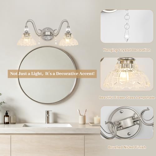 Brushed Nickel Bathroom Vanity Light (Nickel / 2-Light)