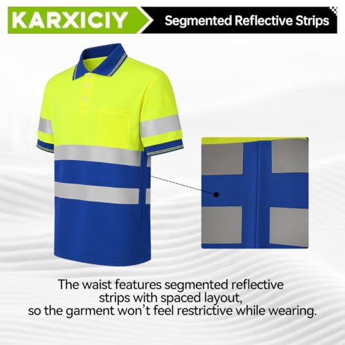 Hi Vis Safety Shirts with Reflective Strips Polo Shirts for Men