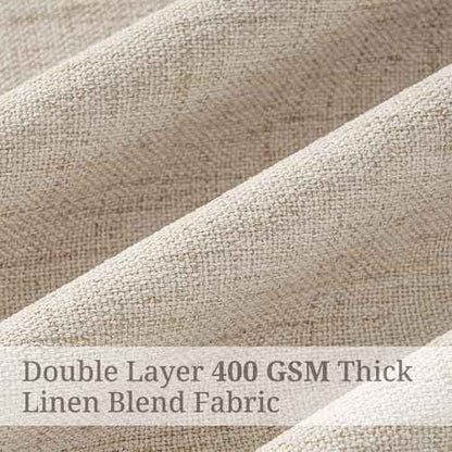 Extra Long 132 Inch Natural Linen Blackout Heavy Large Curtains 2 Panels for Rustic Living Room High Ceiling to Floor Windows (Natural / 50"W x 132"L (Pack of 2))