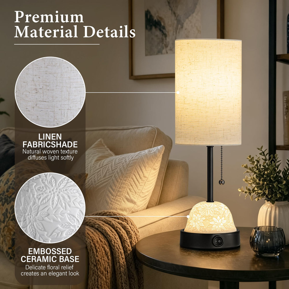 Table Lamp for Bedroom (Black)