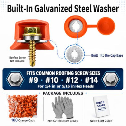 Metal Roof Screw Caps (Orange)