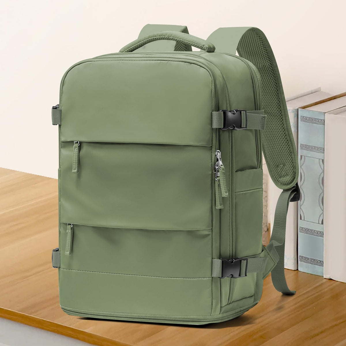 Travel Backpack For Women Men (Gray Green / 25 liters)
