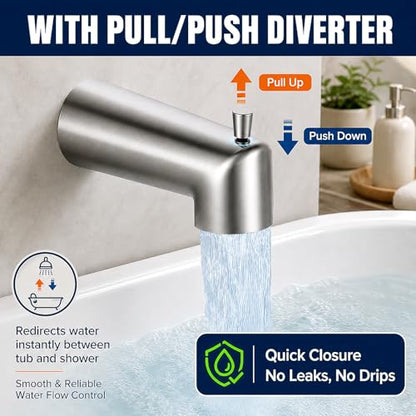 6 Inch Slip on Tub Spout with Diverter