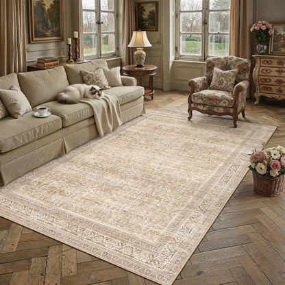 5x7 Beige Neutral Retro Area Rug (Retro | Beige / 5' x 7' (Rectangular))