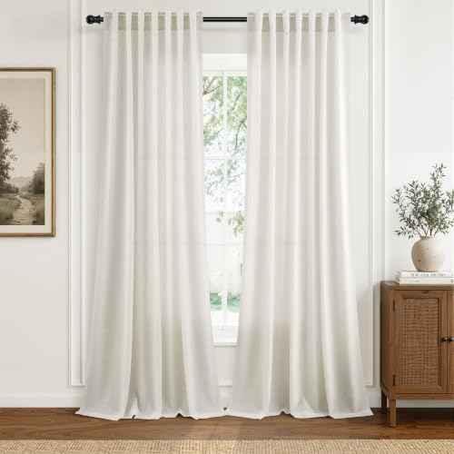 Natural Linen Curtains 92 Inches Long for Living Room 2 Panels (Natural / 52"W x 92"L (Pack of 2))
