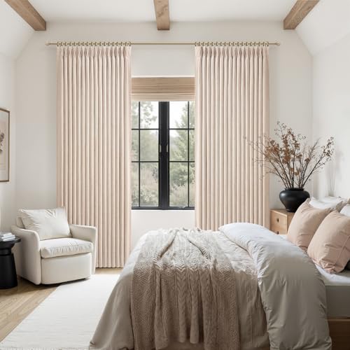 Pinch Pleated Blackout Linen Drapes 96 Inches Long 2 Panels (Linen / 50"W x 96"L (Pack of 2))