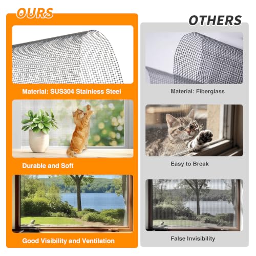 Paudao 16 Wire 18 Mesh High Definition Stainless Steel Window Screen