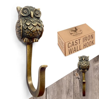 Cast Iron Owl Hook (Antique Bronze / Owl Hook - Single - 5 Inch)