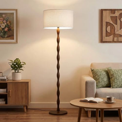 64.9" Farmhouse Solid Walnut Wood Floor Lamp