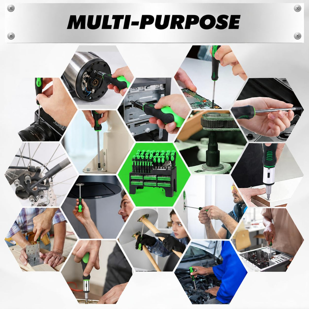 118 Piece Magnetic Screwdriver Set with Plastic Racking (Durable)