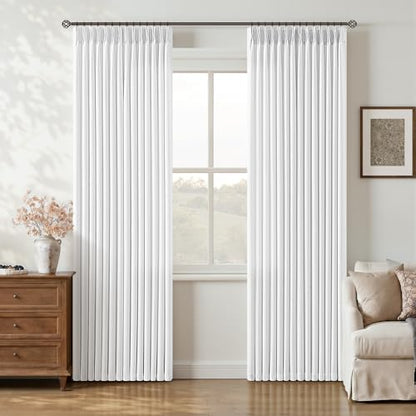 Snow White 80 Inch Pinch Pleat Semi Sheer Privacy Curtains 40x80 2 Panels (Snow White / 40"W x 80"L (Pack of 2))