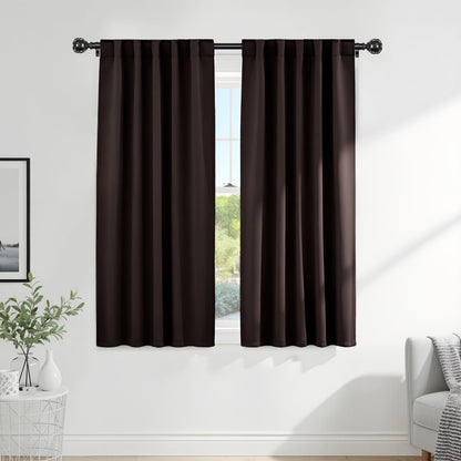 Blackout Curtains Thermal Insulated Window Treatment Panels Room Darkening Shade Drapes for Living Room Back Tab (Brown / 34"W x 63"L (Pack of 2))