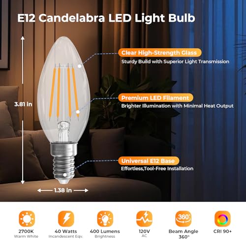 LED B10 Bulbs 40 Watt Equivalent