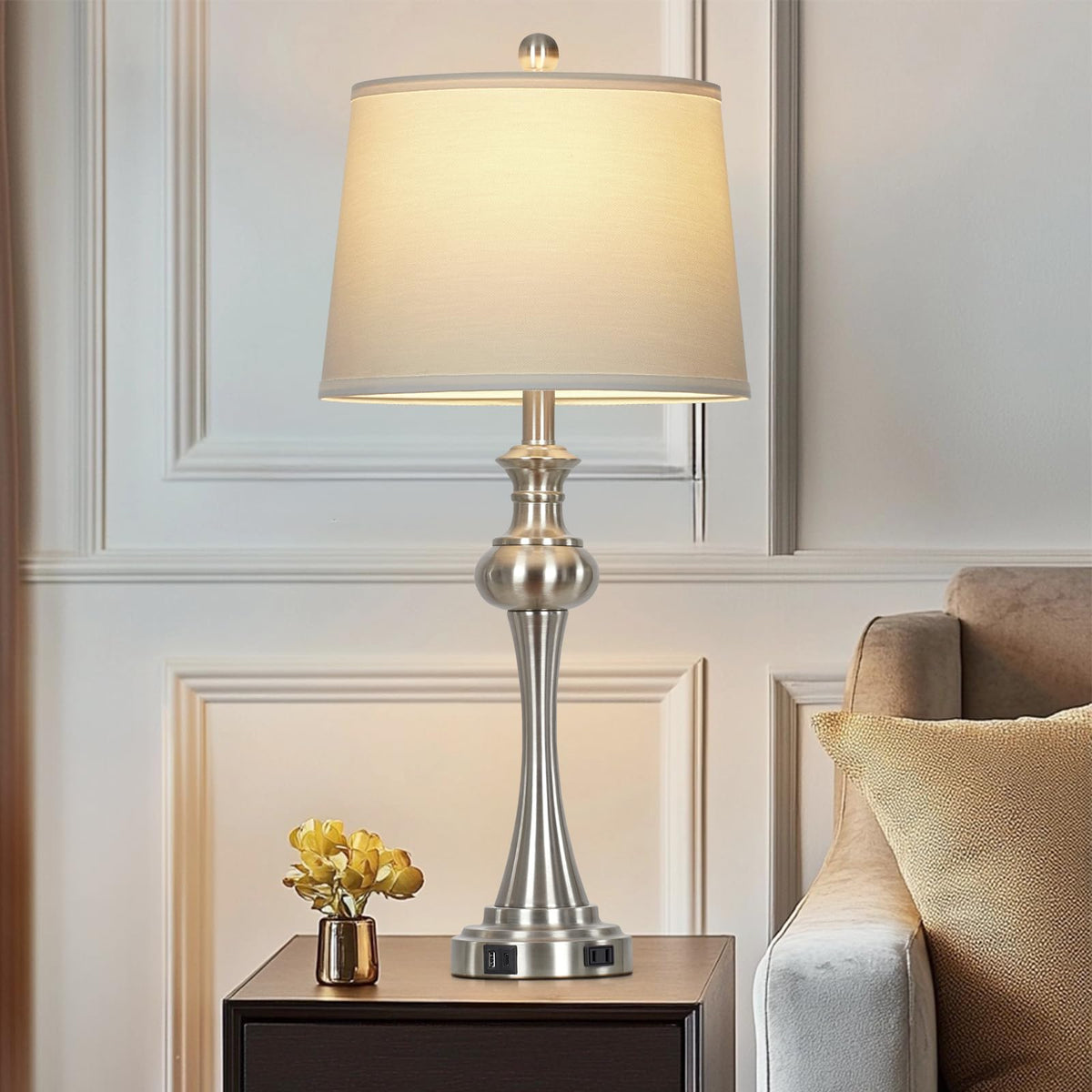Silver Table Lamps Set of 2 (Silver-set of 2)