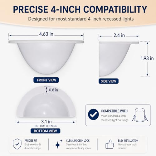 2 Pack 4 Inch Recessed Light Covers (White / 4 Inch)
