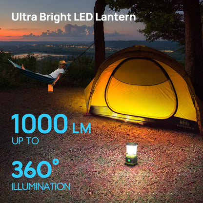 1000LM LED Camping Lantern Rechargeable (Light Green / 2 Pack)