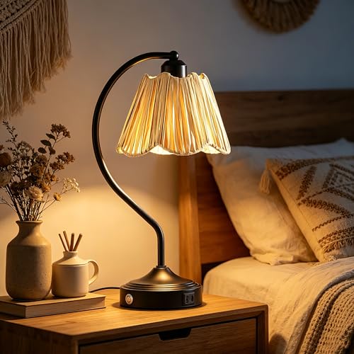 Set of 2 Vintage Table Lamps with USB A+C Ports