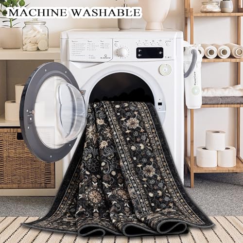 Washable Area Rug 4×6 for Living Room (Dark Gray / 4' x 6' (Rectangular))