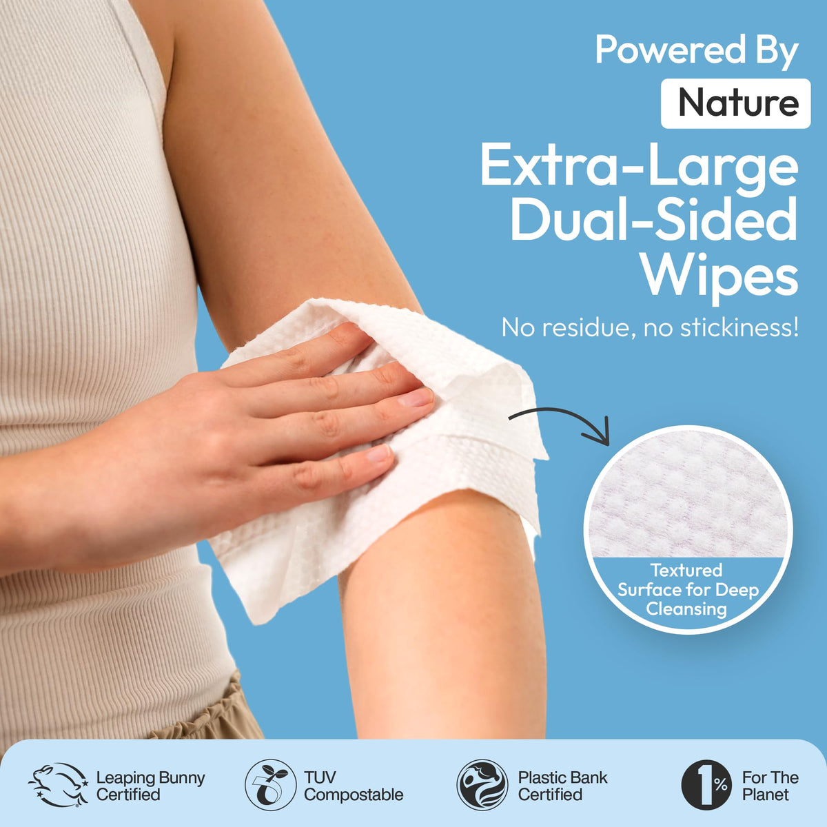 Travel Deodorant Wipes for Women & Men (Unscented - 50 Count)