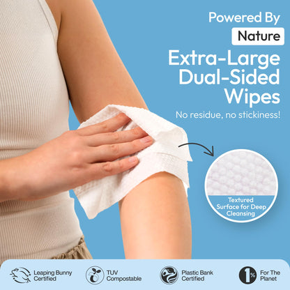 Travel Deodorant Wipes for Women & Men (Unscented - 50 Count)