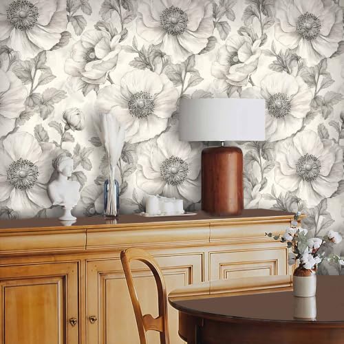 Gray Floral Peel and Stick Wallpaper