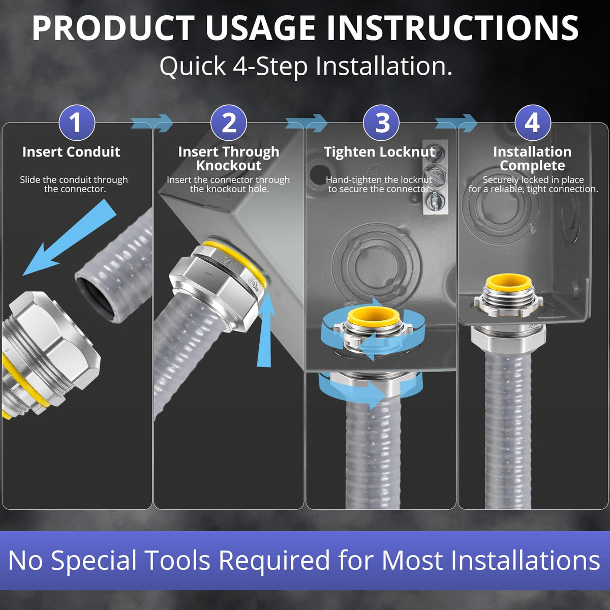 10 Pack Liquid Tight Connector Straight 1 (0.5 Inch)