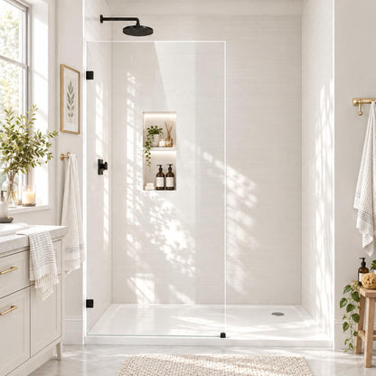 Glass Shower Panel 36" W x 68" H (Matte Black - Clear / 36"W x 68"H - 10mm)