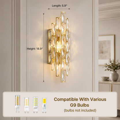 Luxury Crystal Wall Sconces Mid (Gold Rectangular)