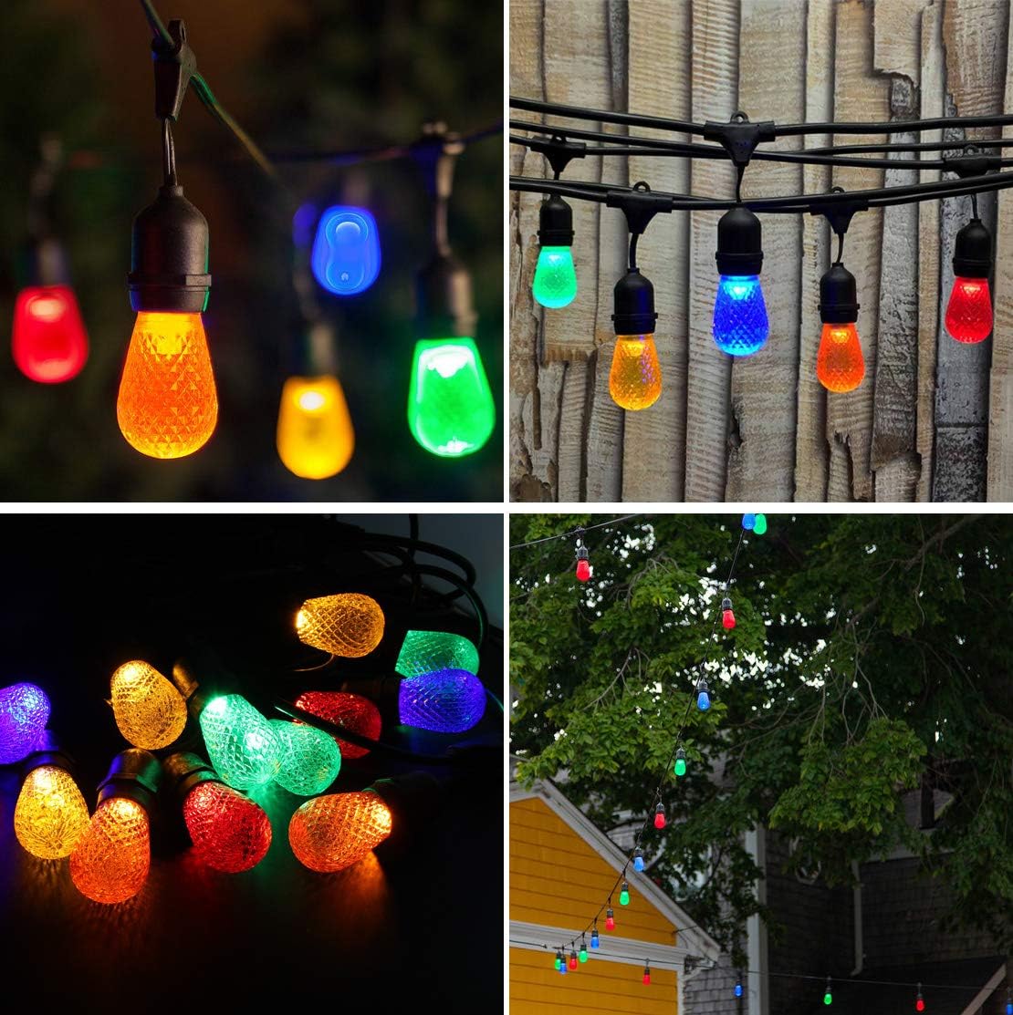 15 Pack S14 Colored 1W LED Bulbs Outdoor E26 String Light Bulbs