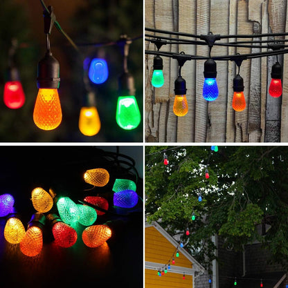15 Pack S14 Colored 1W LED Bulbs Outdoor E26 String Light Bulbs