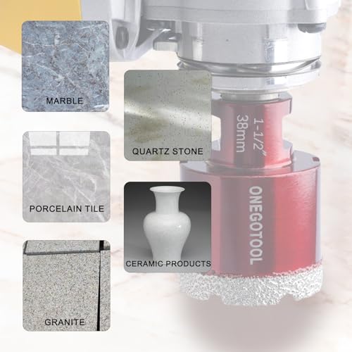 2pcs 1 4 Inch（6mm） Diamond Hole Saw Tile Masonry Core Drill bits for Porcelain Ceramic Concrete Granite Marble 5