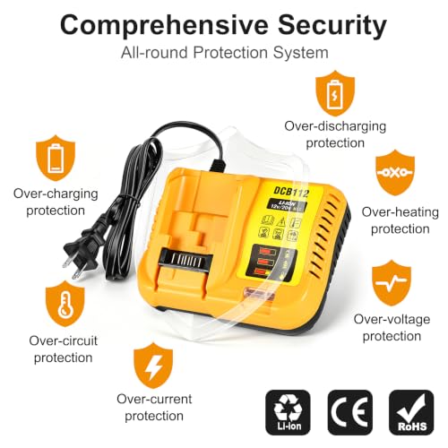 DCB112 12V 20V Max Battery Charger Replacement for Dewalt (Yellow-A)