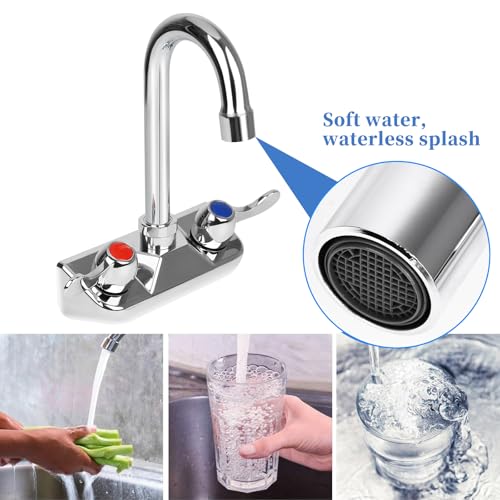 4 Inch Center Commercial Sink Faucet with Gooseneck Spout