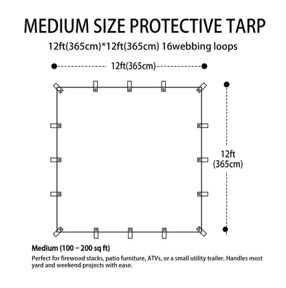 Black Tarps Heavy Duty Waterproof 12x12ft (Black / 12x12ft)