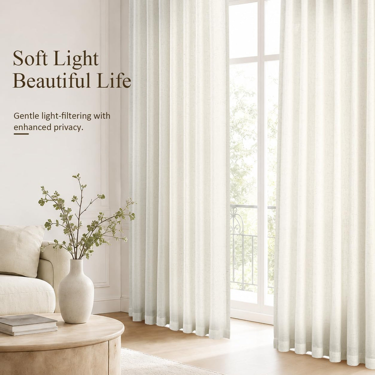 60 Inch Extra Wide Natural Linen Curtain 84 Inches Long 1 Panel (Natural / 60"W x 84"L (Pack of 1))