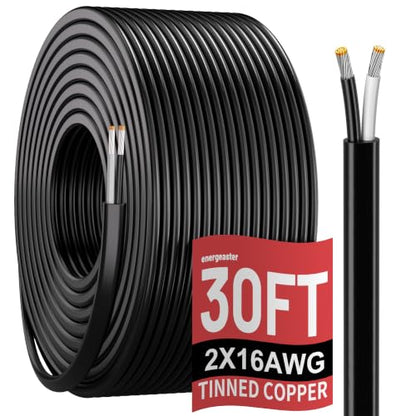 2 Conductor Electrical Wire Automotive Flat Cord Black