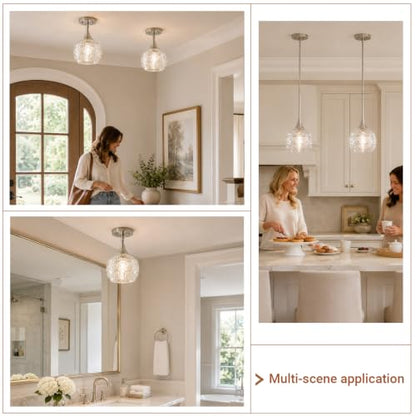 Vintage Pendant Lights Kitchen Island With Glass Shade Set of 2