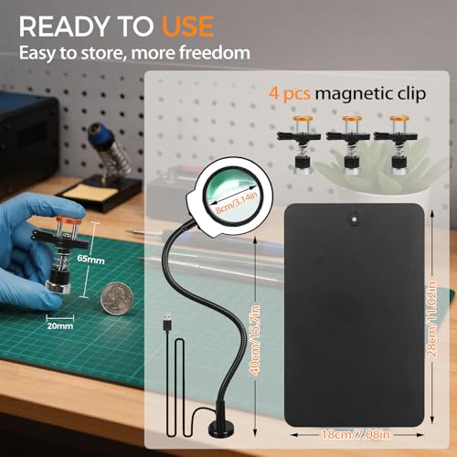 Magnetic Helping Hands Soldering Station Clamp Metal with 5X Magnifier Lamp