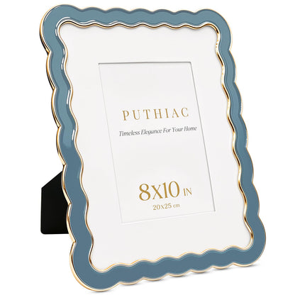 8x10 Scalloped Wavy Metal Picture Frame (Still Water Blue / 8x10)