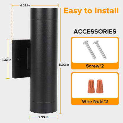 Outdoor Wall Light Fixtures (Black-On/Off / 2 Pack)